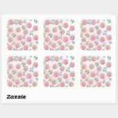 Sticker Carré Baguettes de fleurs roses (Feuille)