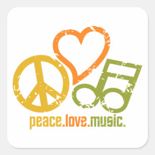 Sticker Carré Baguettes de musique Peace Love