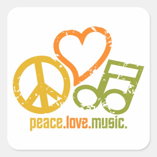 Sticker Carré Baguettes de musique Peace Love (Devant)