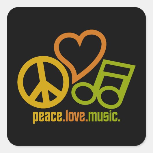 Sticker Carré Baguettes de musique Peace Love (Devant)