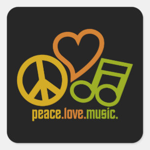 Sticker Carré Baguettes de musique Peace Love
