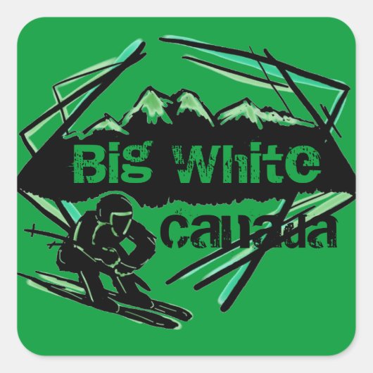 Sticker Carré Baguettes de ski Big White Canada (Devant)