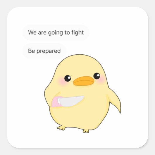 Sticker Carré Baguettes jaunes mignonnes (Devant)