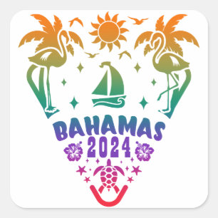 Sticker Carré Bahamas Bliss : Une escapade tropicale à Island Pa