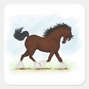 Sticker Carré Baie Clydesdale Horse