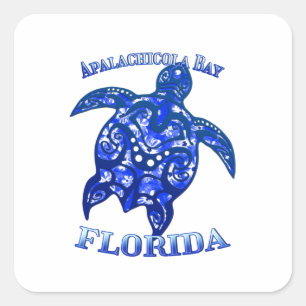 Sticker Carré Baie d'Apalachicola Vacances Floride Tortue Tribal