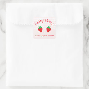 Sticker Carré Baigneuse de bébé aux fraises d'une douceur infini