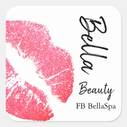 Sticker Carré Baiser baiser baiser rose lèvre tache blanche beau (Devant)
