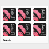Sticker Carré Baiser baiser baiser rose lèvre tache noir beauté  (Feuille)