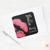 Sticker Carré Baiser baiser baiser rose lèvre tache noir beauté  (Enveloppe)