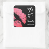 Sticker Carré Baiser baiser baiser rose lèvre tache noir beauté  (Sac)
