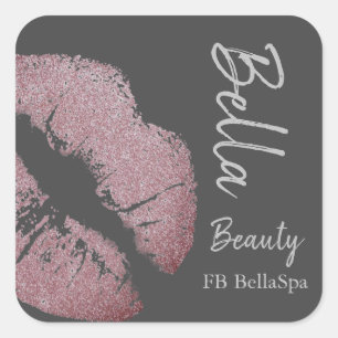 Sticker Carré Baiser baiser rose violet lèvre gris beauté spa