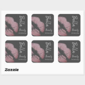 Sticker Carré Baiser baiser rose violet lèvre gris beauté spa (Feuille)