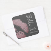 Sticker Carré Baiser baiser rose violet lèvre gris beauté spa (Enveloppe)