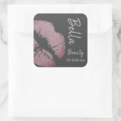 Sticker Carré Baiser baiser rose violet lèvre gris beauté spa (Sac)