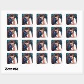 Sticker Carré Baiser de mariage des mariés (Feuille)