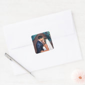 Sticker Carré Baiser de mariage des mariés (Enveloppe)
