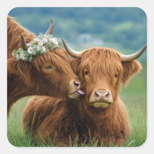 Sticker Carré Baiser de vache des Highlands