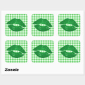 Sticker Carré Baiser irlandais amusant sur vert En vichy St Patr (Feuille)