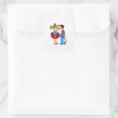 Sticker Carré Baiser - Je t'aime - Couple romantique mignon - Am (Sac)