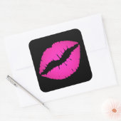 Sticker Carré Baiser Noir et Rose Chaud (Enveloppe)