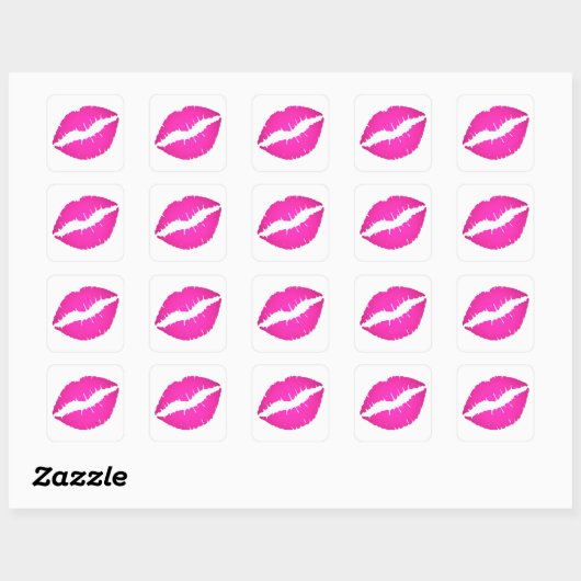 Sticker Carré Baiser rose chaud (Feuille)