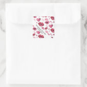 Sticker Carré Baisers Et Coeurs Motif Aquarelle (Sac)