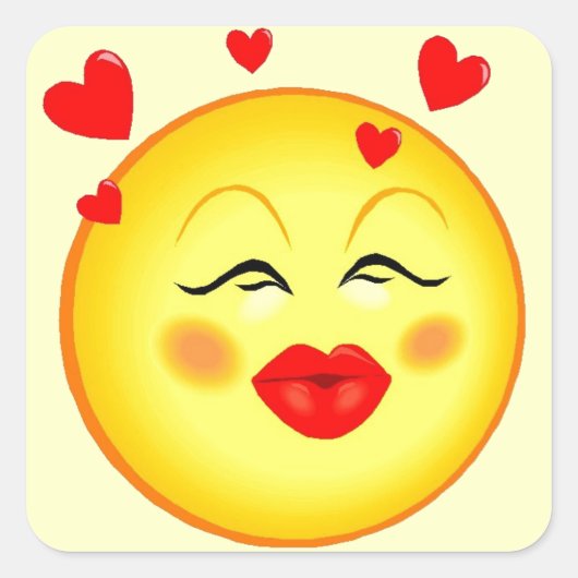 Sticker Carré Baisers Pour Vous Heureux Visage Valentine (Devant)