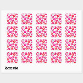Sticker Carré Baisers XOXO rouge et rose (Feuille)