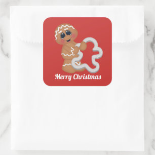 Sticker Carré Baking Noël pain d'épices ajouter message autocoll