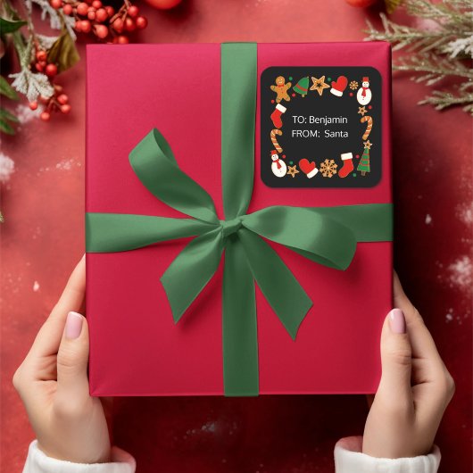 Sticker Carré Baking Spirits Bright Custom Christmas Gift Balise