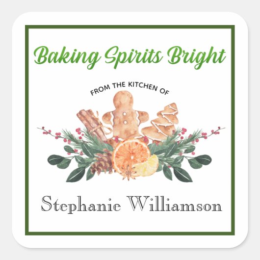 Sticker Carré Baking Spirits Bright Food Don "from Kitchen of" (Devant)
