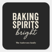 Sticker Carré Baking Spirits Bright | Modern Black Christmas  (Devant)