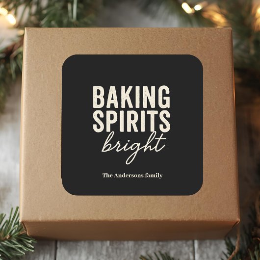 Sticker Carré Baking Spirits Bright | Modern Black Christmas 