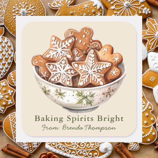 Sticker Carré Baking Spirits Bright Noël Friandises Vacances