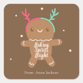 Sticker Carré Baking Spirits Bright Reindeer Gingerbread Cookie  (Devant)