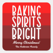 Sticker Carré Baking Spirits Bright Rouge rayé Noël (Devant)