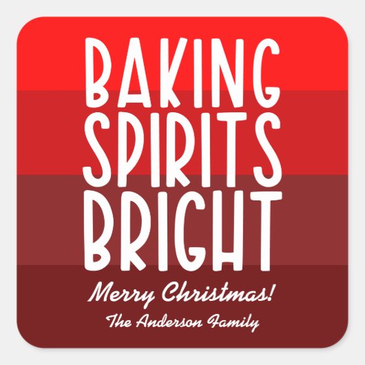 Sticker Carré Baking Spirits Bright Rouge rayé Noël (Devant)
