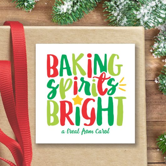 Sticker Carré Baking Spirits brillant Festif Rouge Vert Noël