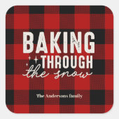 Sticker Carré Baking Through the Snow Buffalo Plaid Christmas (Devant)
