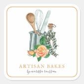 Sticker Carré Baking Utensils Baker Bakery (Devant)