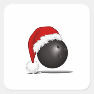 Sticker Carré Bal de bowling de Noël amusant chapeau de Santa - 
