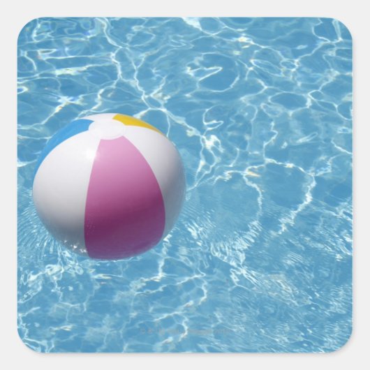 Sticker Carré Bal de plage dans la piscine (Devant)