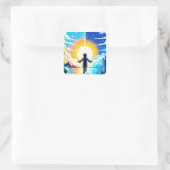 Sticker Carré Balance des mondes - Futuriste Pixel Art Tech (Sac)