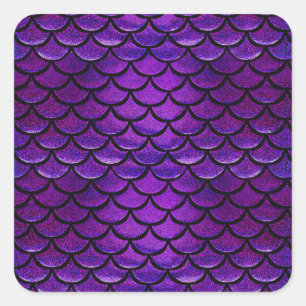 Sticker Carré Balances de sirènes bleues et violettes