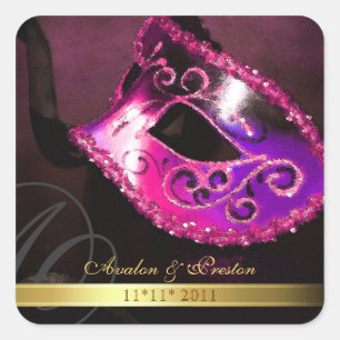 Sticker Carré Balayage Mascarade rose Enregistrer l'Autocollant