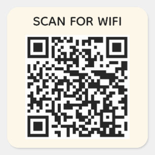 Sticker Carré Balayage pour connecter Wifi QR Code moderne Natur