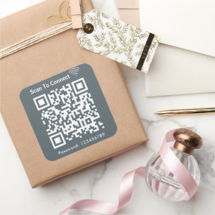 Sticker Carré Balayage Wifi Pour Connecter Mot De Passe Code Qr
