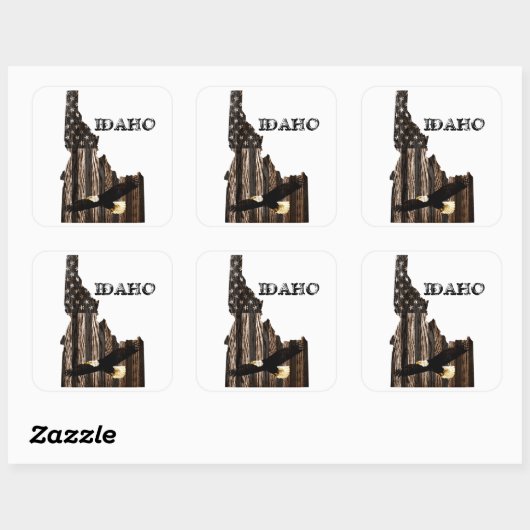 STICKER CARRÉ BALD EAGLE BOIS BRÛLÉ - IDAHO PATRIOT NOIR (Feuille)