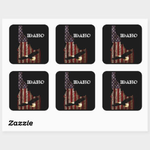 STICKER CARRÉ BALD EAGLE BURNT WOOD - IDAHO PATRIOT CLR